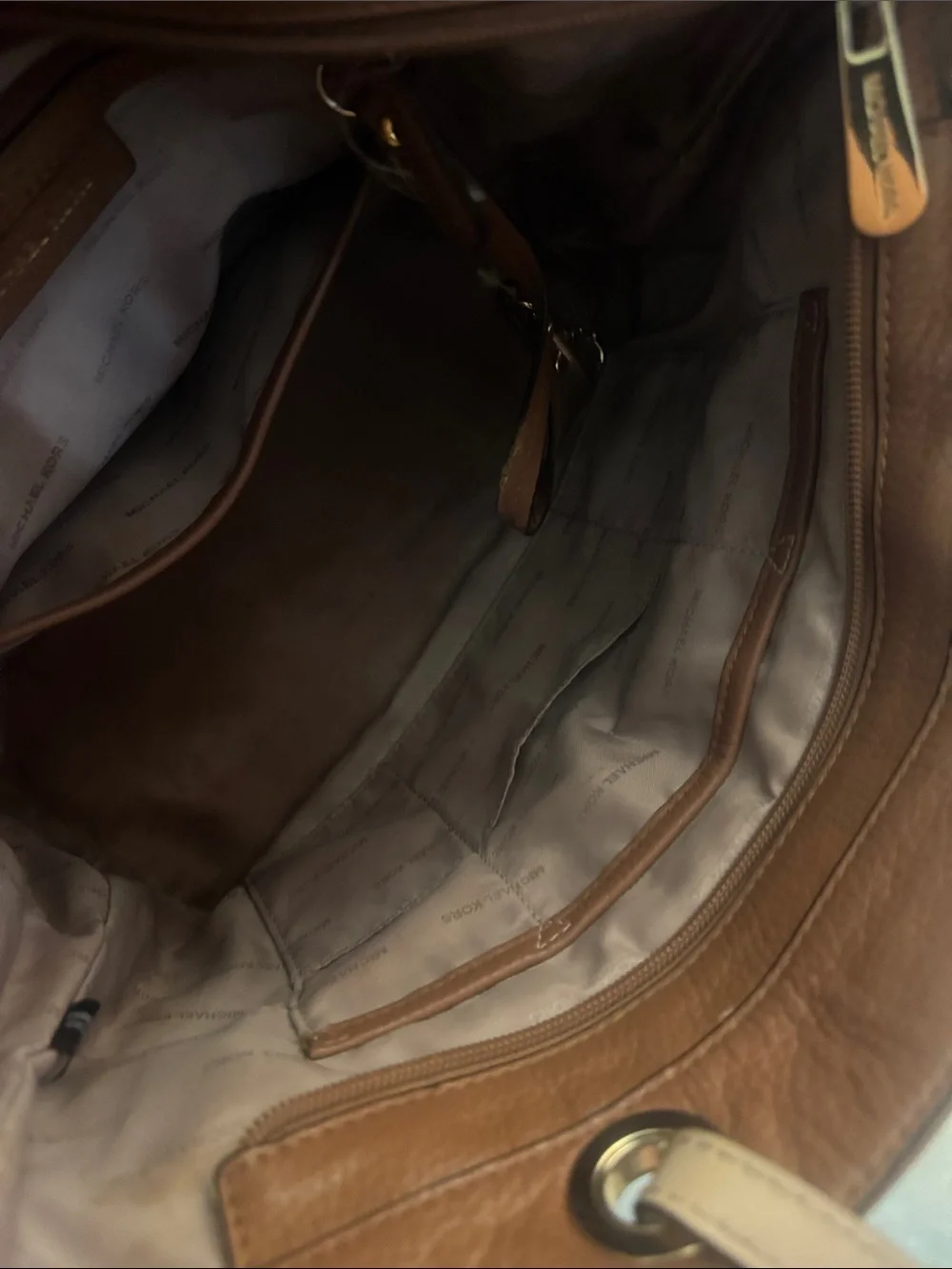 Michael Kors Brown Leather Tote with Cream Straps